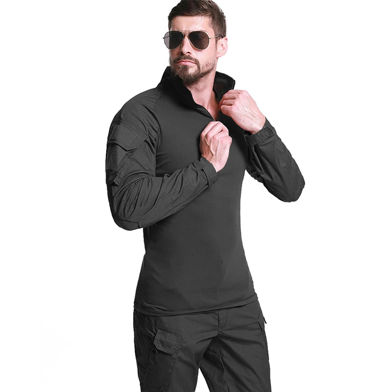 Men's Long Sleeve Combat Shirt with Zippers