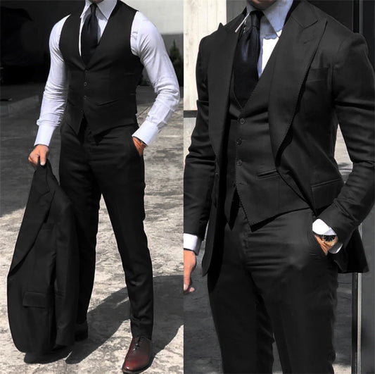 Elegant Tuxedos Suits 3 Pieces Slim Fit For Men (Jacket+Vest+Pants)